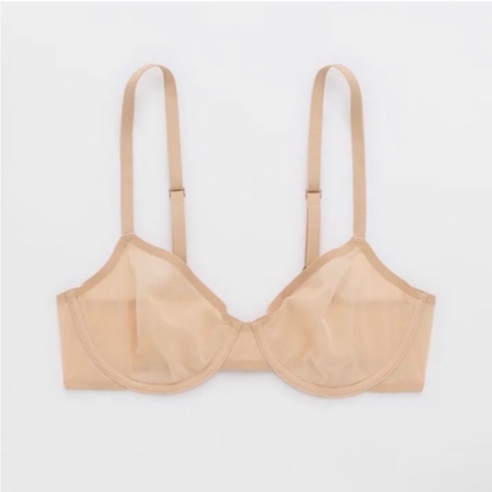 Aerie Womens Smoothez Mesh Unlined Balconette Bra Size 32B Sheer Underwire